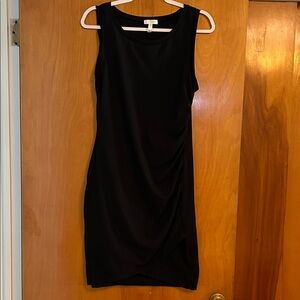 Leith Elegant Black Draped Mini Dress